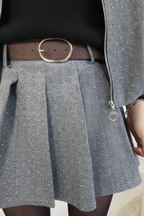 The Grey Grace  Pleated Skirt - Grey