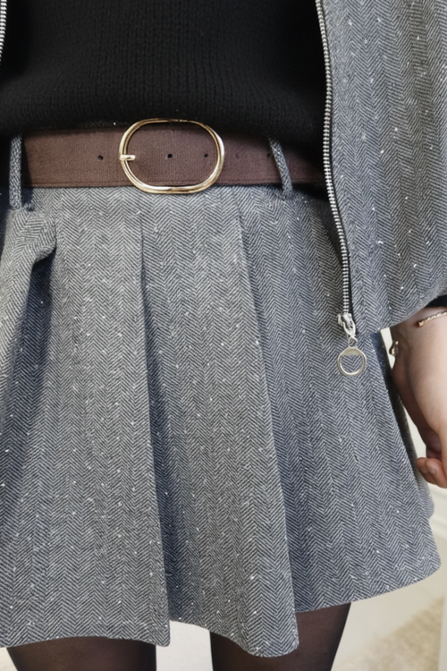 The Grey Grace  Pleated Skirt - Grey