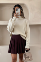 Cocoa Pleats Skirt - Deep Cocoa