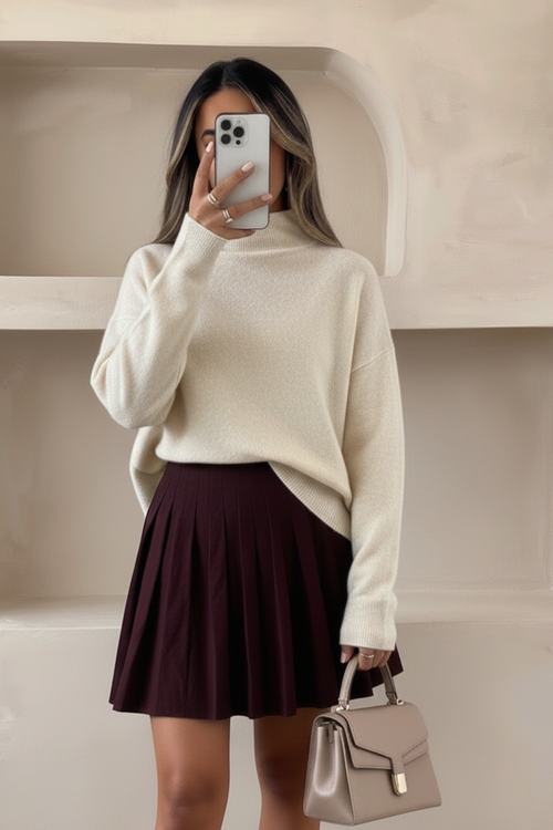 Cocoa Pleats Skirt - Deep Cocoa