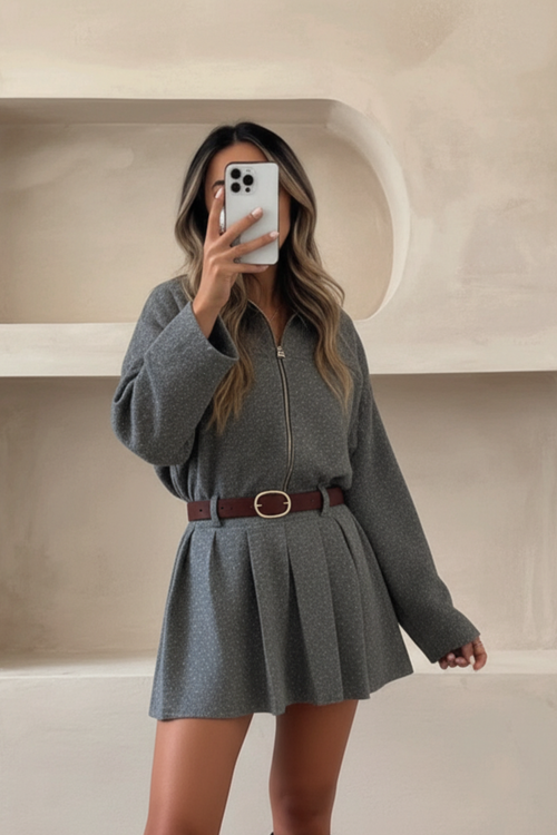 The Grey Grace Zip Sweater - Grey