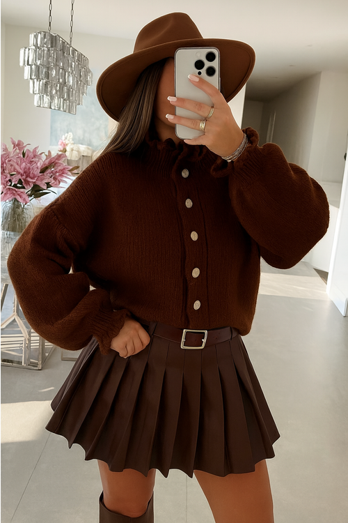 Soft Glow Knit Cardigan - Chocolate Chic